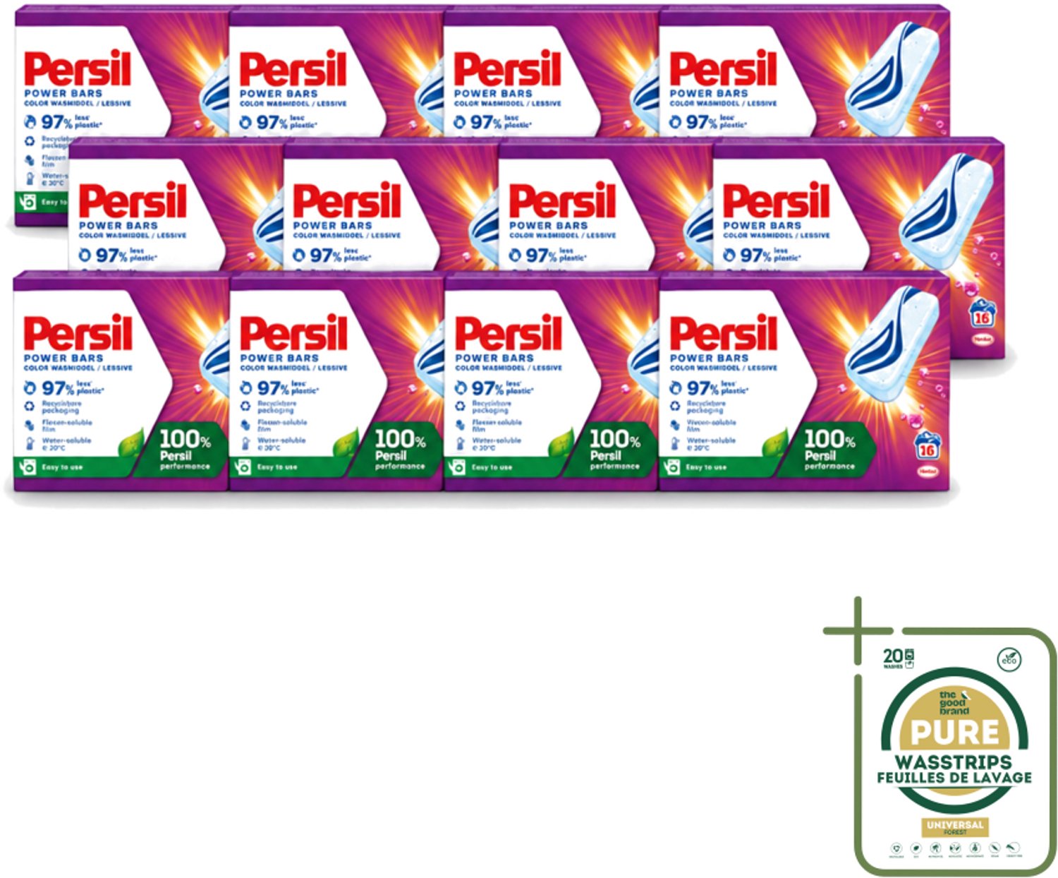 12 x Persil Power Bars - Wasmiddeltabletten - Gekleurde Was - 16 Wasbeurten - Wasstrips - Wasmiddelbar - Gekleurde Was - Wasmiddel Tabletten - Duurzame Wasmiddelen - Reinigingskracht