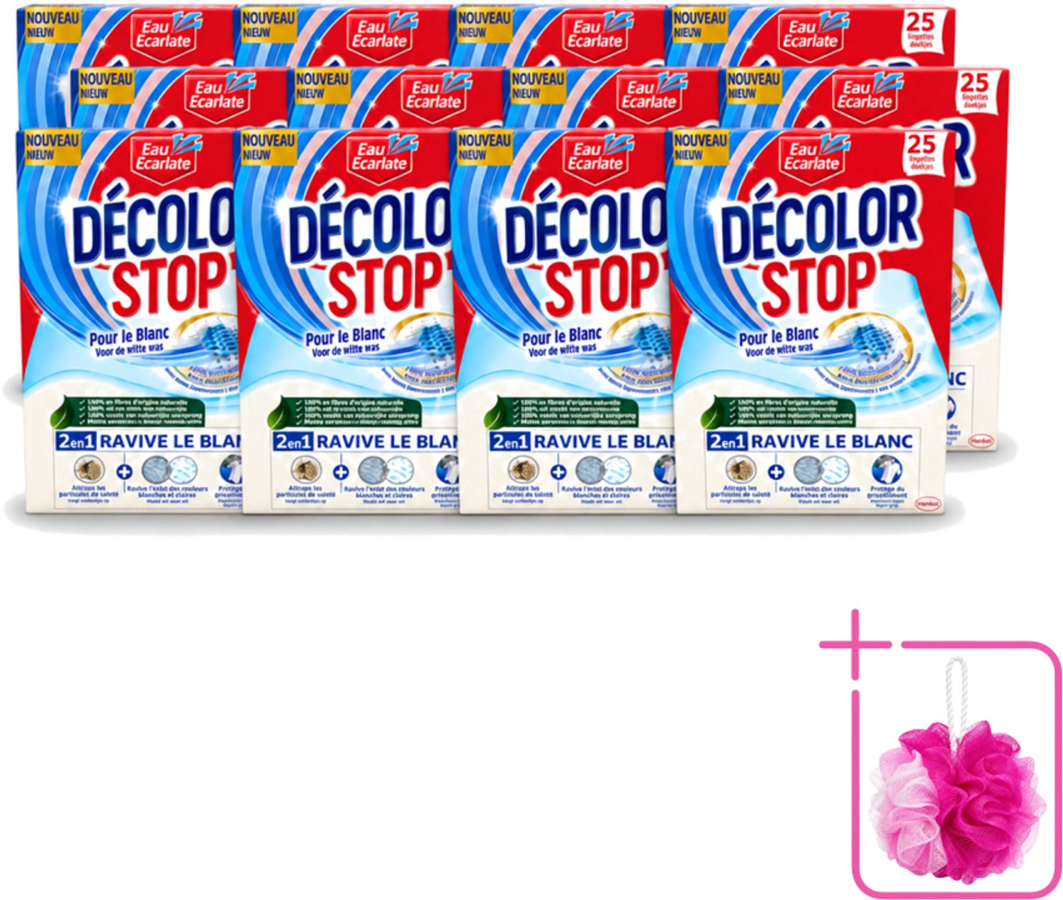 12 x Eau Eclarate - Sublim Blanc - Ultra Witmakend - 25 doekjes - Bulkverpakking - Wit textiel herstellen - Douchemop - Glans herstellen