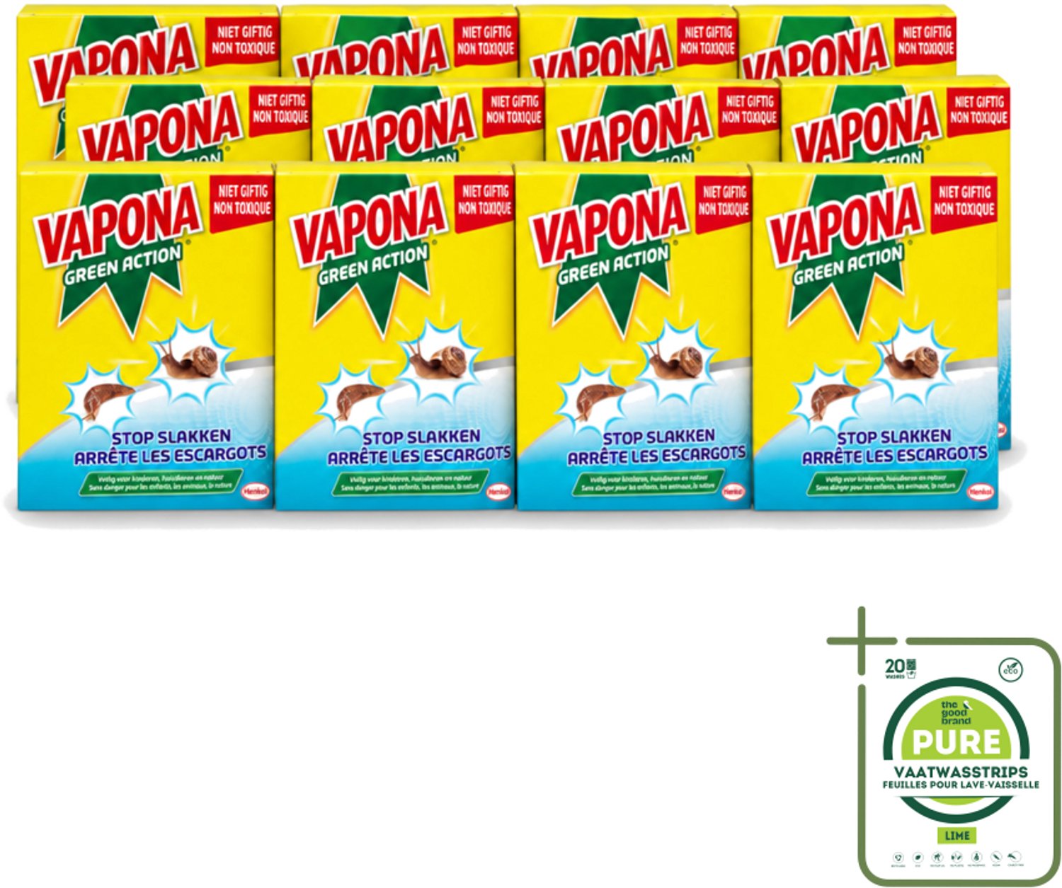 12 x Vapona - Slakkenkorrels - Green Action - Natuurlijk, Kind- & Diervriendelijk - 500g - Grootverpakking - Vaatwasstrips - Anti-slakken Korrels - Slakken Bestrijding - Natuurlijke Slakkenbestrijding - Slakken Bescherming - Tuinbescherming
