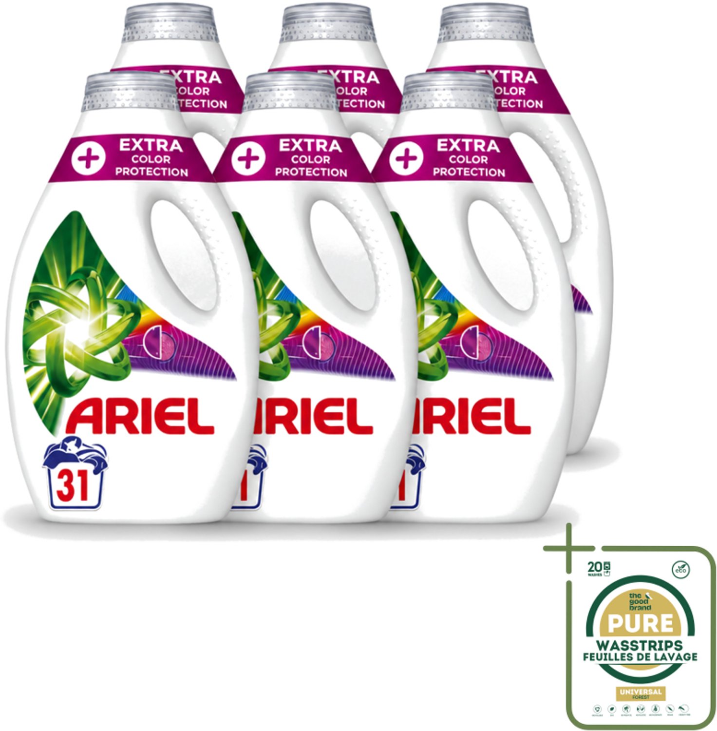 6 x Ariel Original - Extra Kleurbescherming - Vloeibaar Wasmiddel - Gekleurde Was - 31 Wasbeurten - Wasstrips - Kleurbescherming - Wasmiddel - Gekleurde Was - Koud Wassen - Vezelverjonging