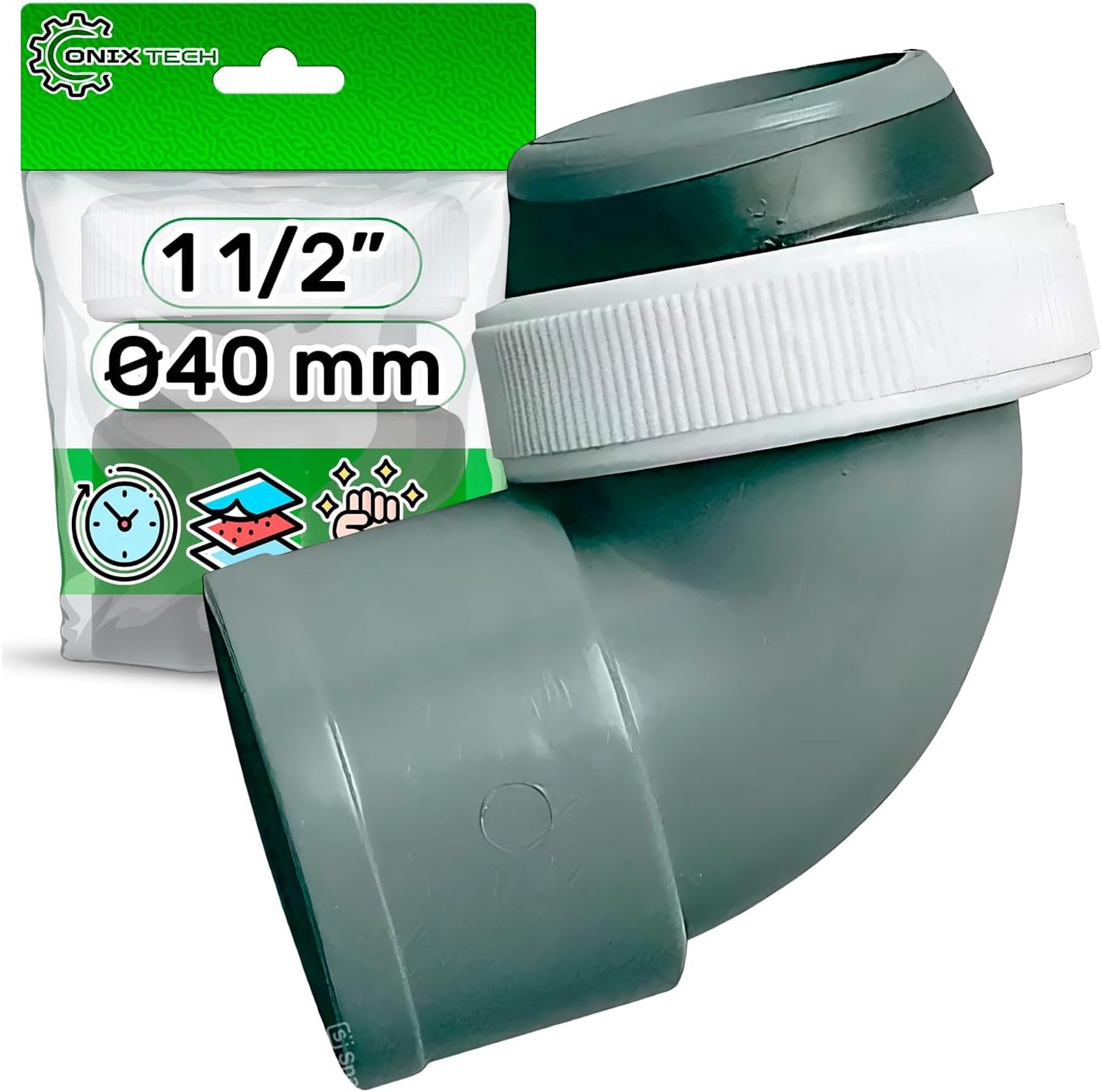 PVC hoekstuk 1 1/2 inch - zelfklevende verbinding Ø 40 mm - lekvrije afvoer - geschikt voor afvoerbuizen - Homevero