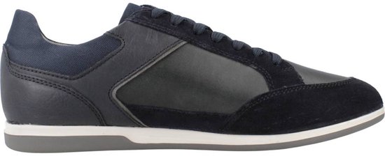 Sneaker GEOX bleu marine en cuir et daim, vue latérale.