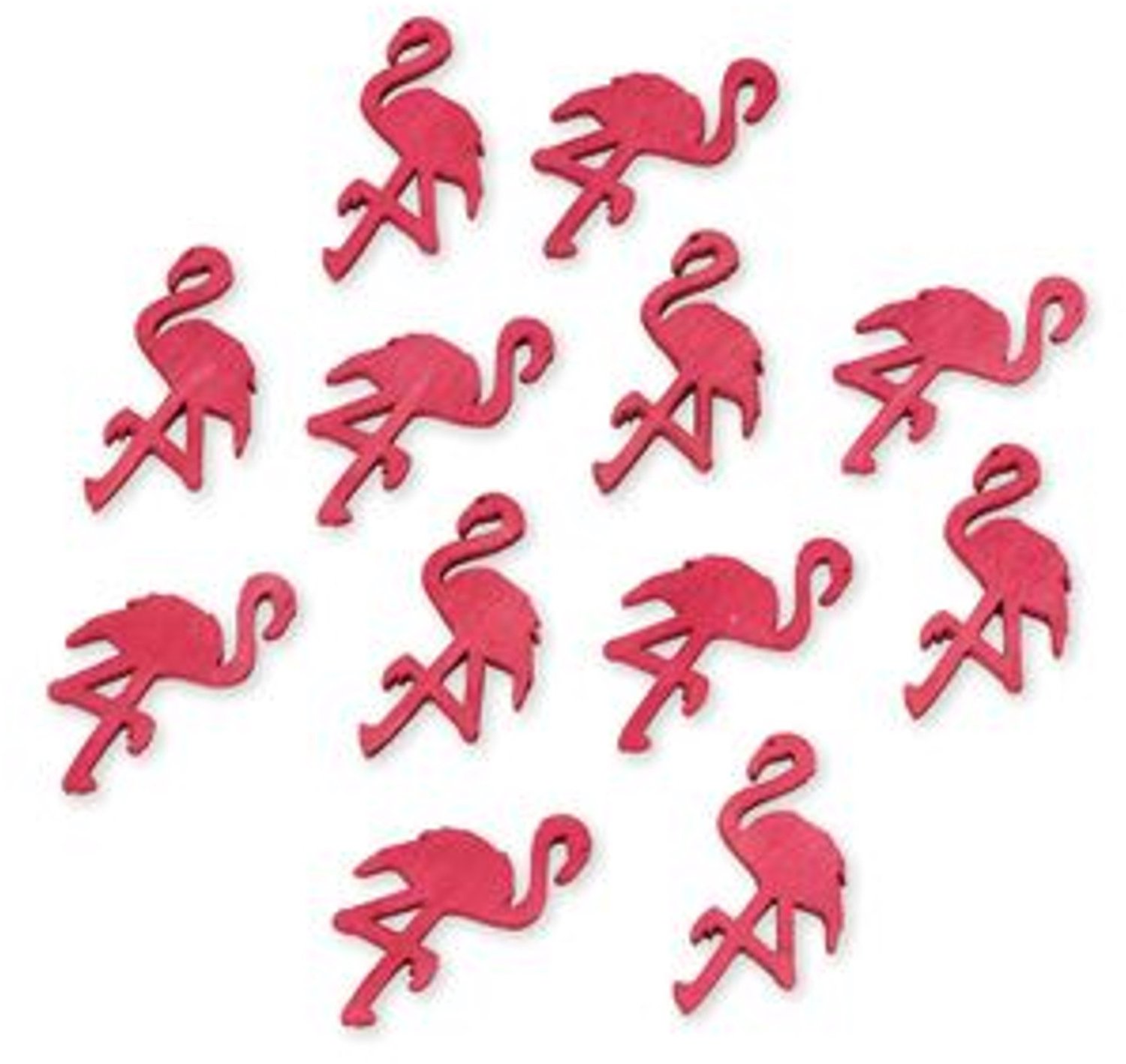 CHAKS - 12 houten roze flamingo's 5 x 2,5 cm, exotische decoratie