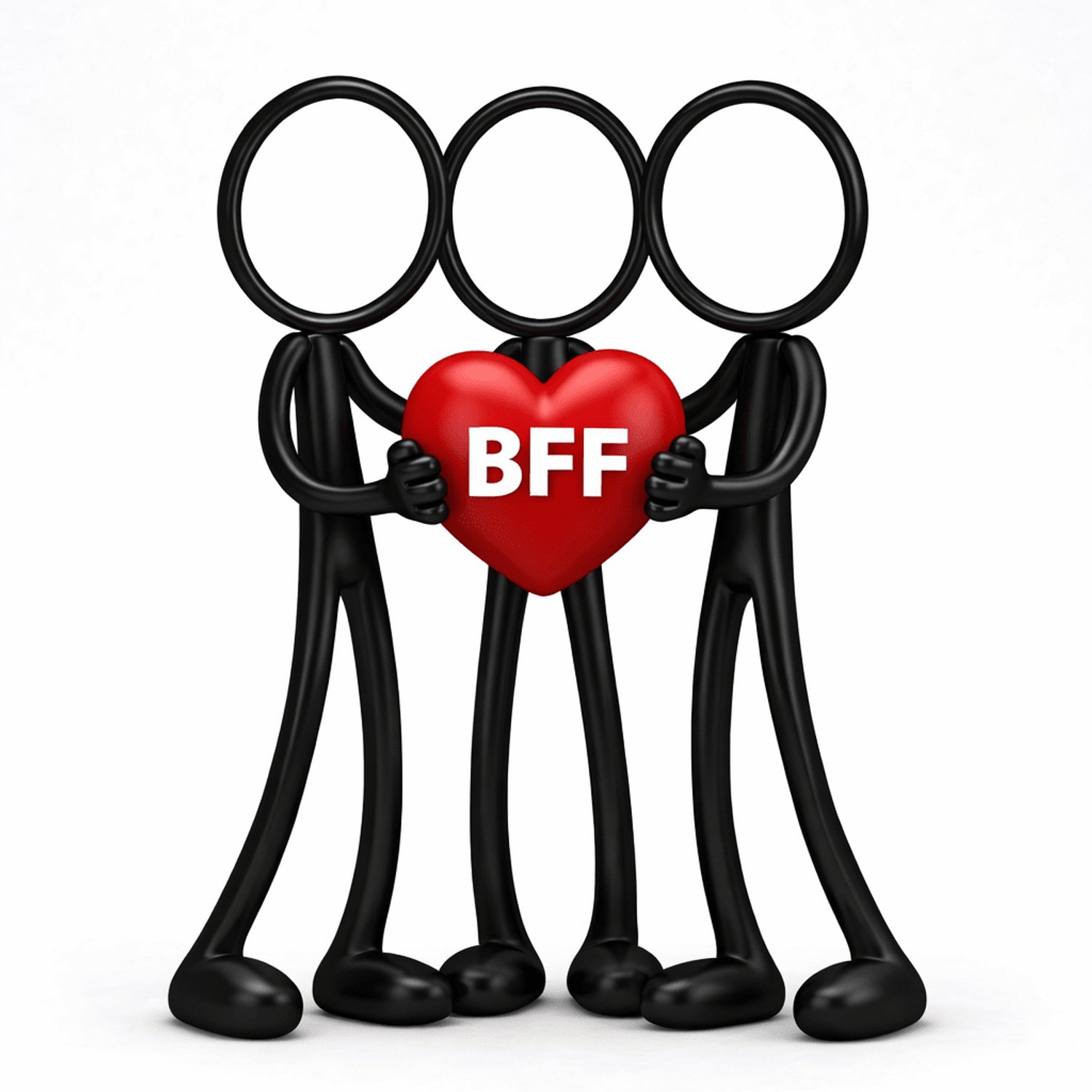 Stickyman BFF Trio - 3 vrienden - zwart-rood - 20 cm hoog