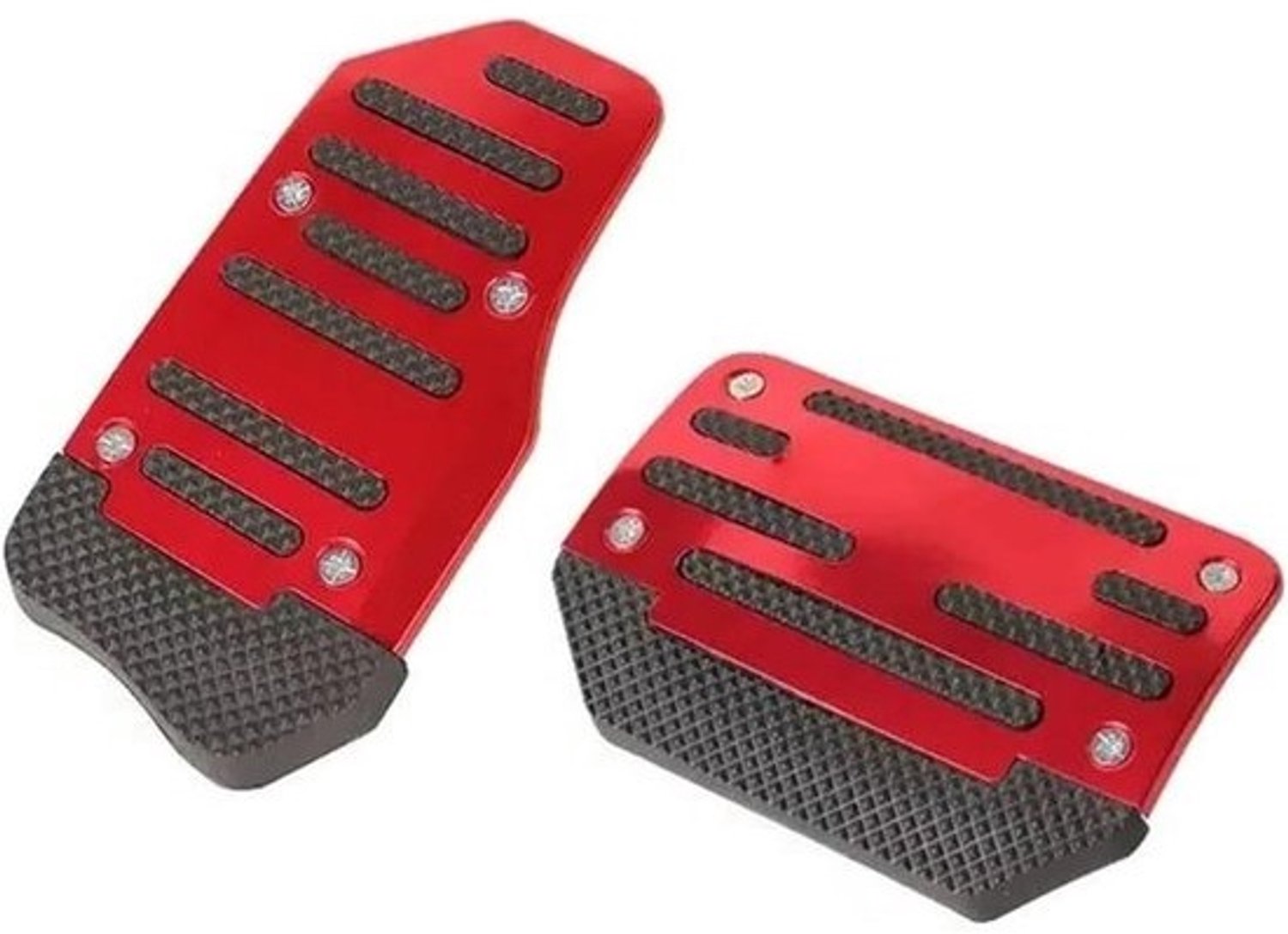 Pedaalhoezen Set - Auto Accessoires - Veiliger Rijden - Antislip Aluminium - 3-delig - Rood Zilver
