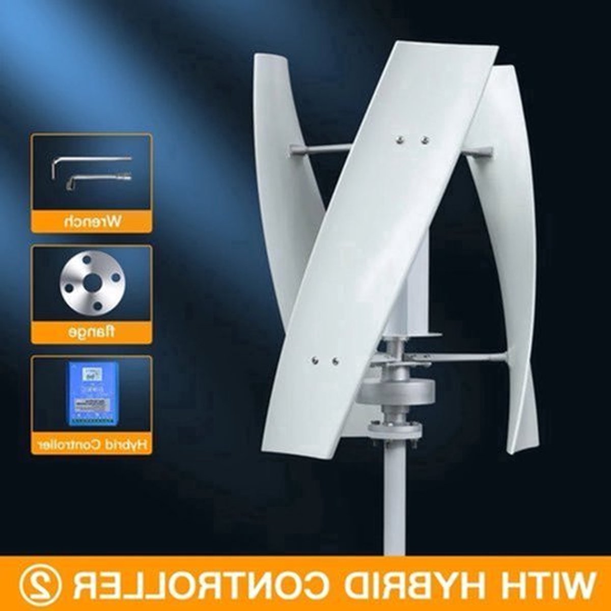 Verticale Windturbine – Horizontale Windmolen – Mini Windgenerator – Windkracht Turbine – 2000W Vermogen – 12V - LCD Hybride Controle