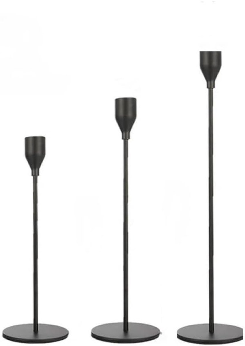 Kandelaar - 23 cm - Metaal - Vintage - Goud en Zwart