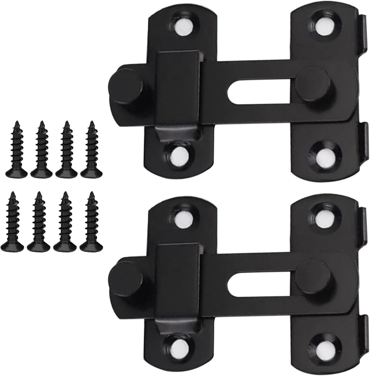 2 x RVS Schuifdeursloten 360° Schuifstang met Schroeven - Klein Deurslot voor Tuindeuren, Raamdeuren en Huisdieren - 70 x 50 mm Zwart