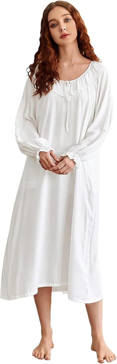 Elegante Lange Mouw Nachtjapon voor Dames - Lichtgewicht Slapende Kleding en Loungewear voor Comfortabel Slapen