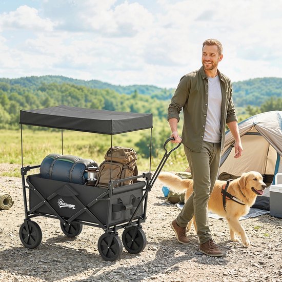 Outsunny Bollerwagen Stahl, Oxfordstoff Schwarz van Outsunny — afbeelding 4
