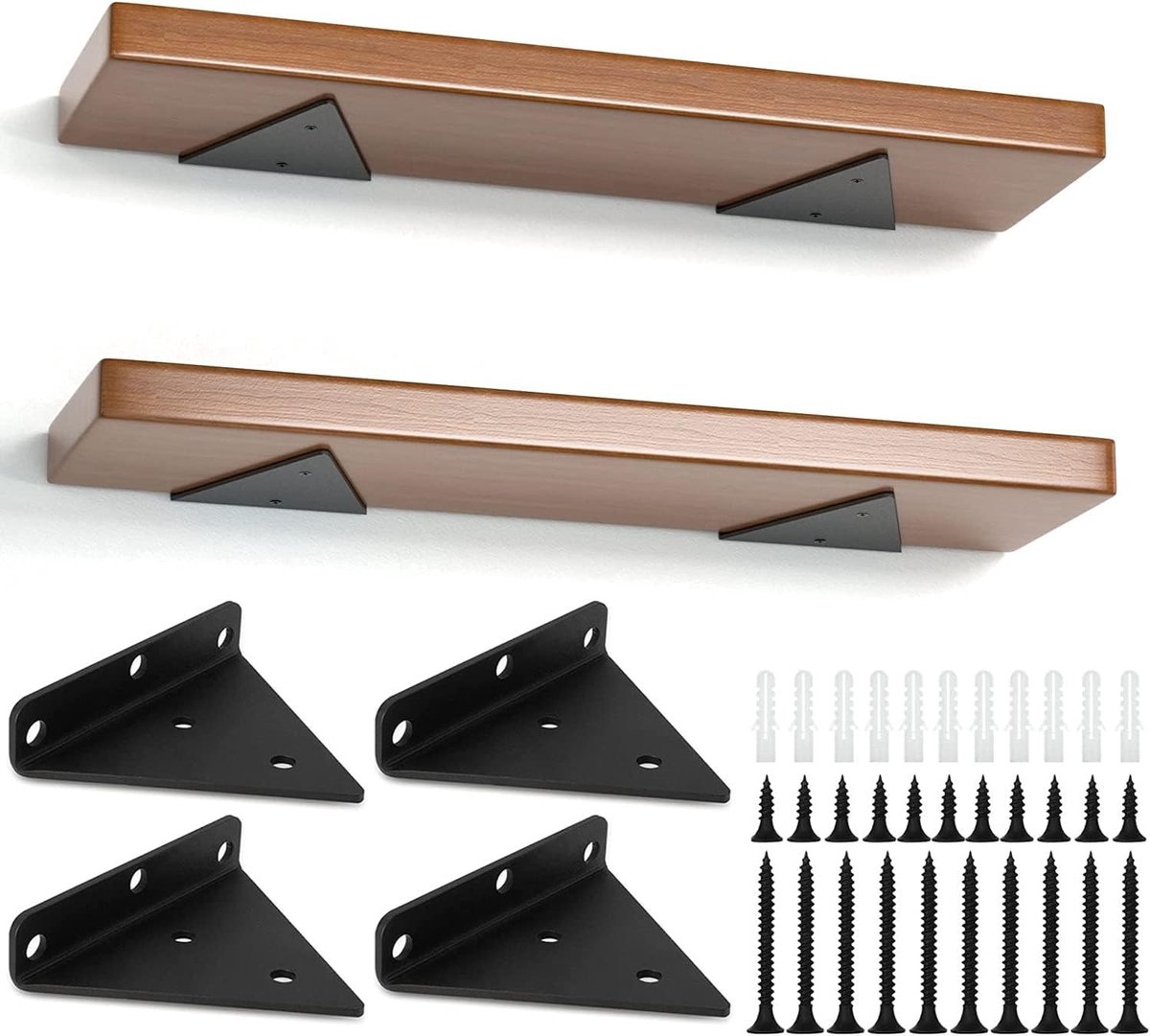 Set van 4 Zwarte Driehoekige Planken Dragers - 8 cm, Ideaal voor Wanddecoratie en Opslag