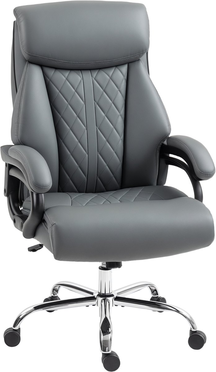 HOMCOM Heavy-Duty bureaustoel-PU-leer-71D x 68B x 115-123H cm-Donkergrijs