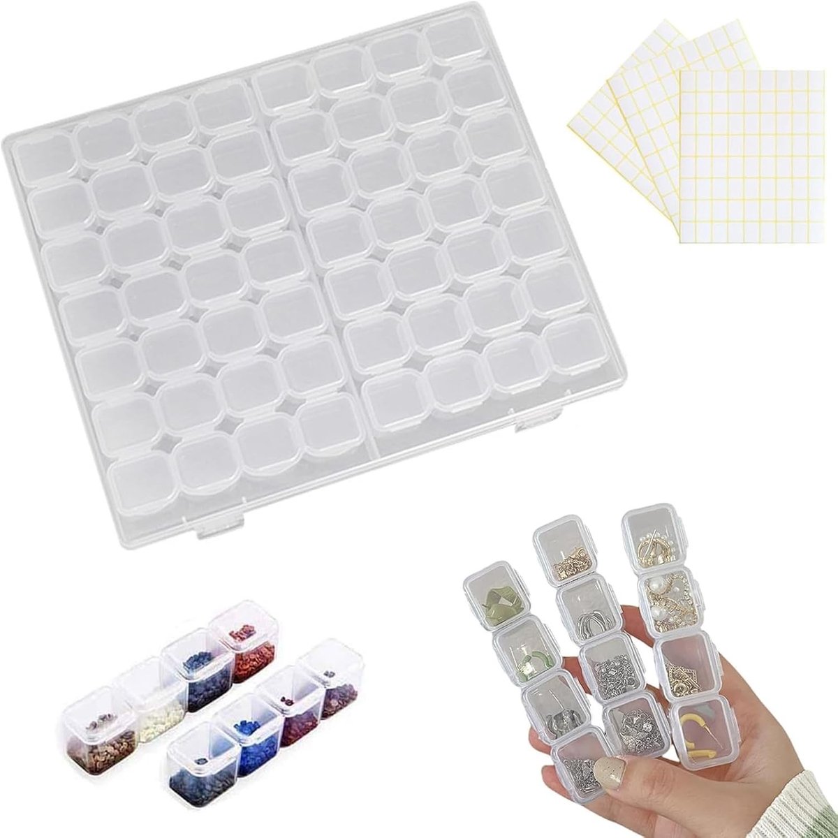 Opslagdoos met 56 Compartimenten voor Parels en Kleine Onderdelen, Ideaal voor Diamant Schilderen, Nail Art en Sieraden Organisatie