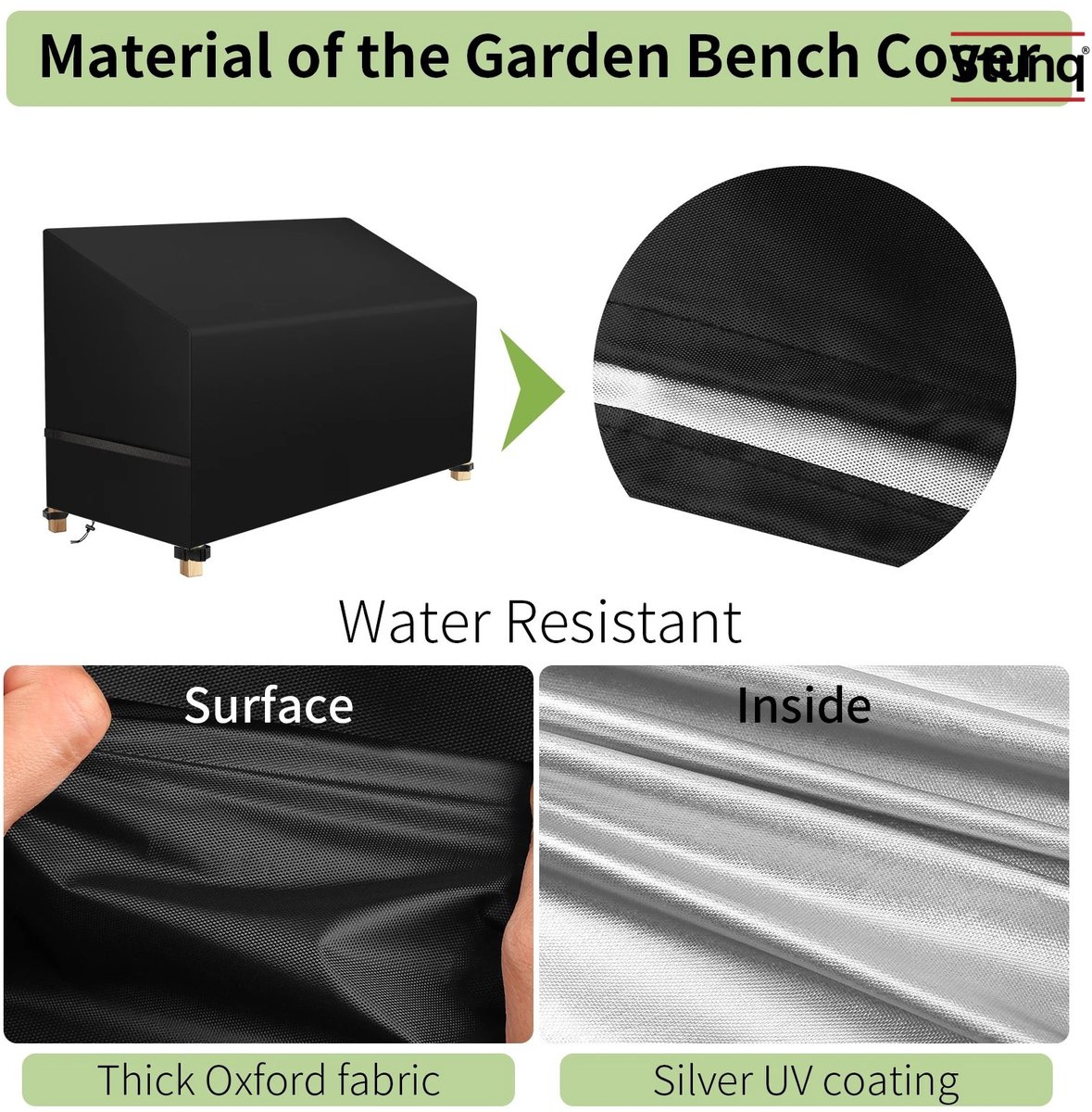 Stunq Waterdichte Tuinbankhoes 210D Oxford-stof met UV-coating Zwart