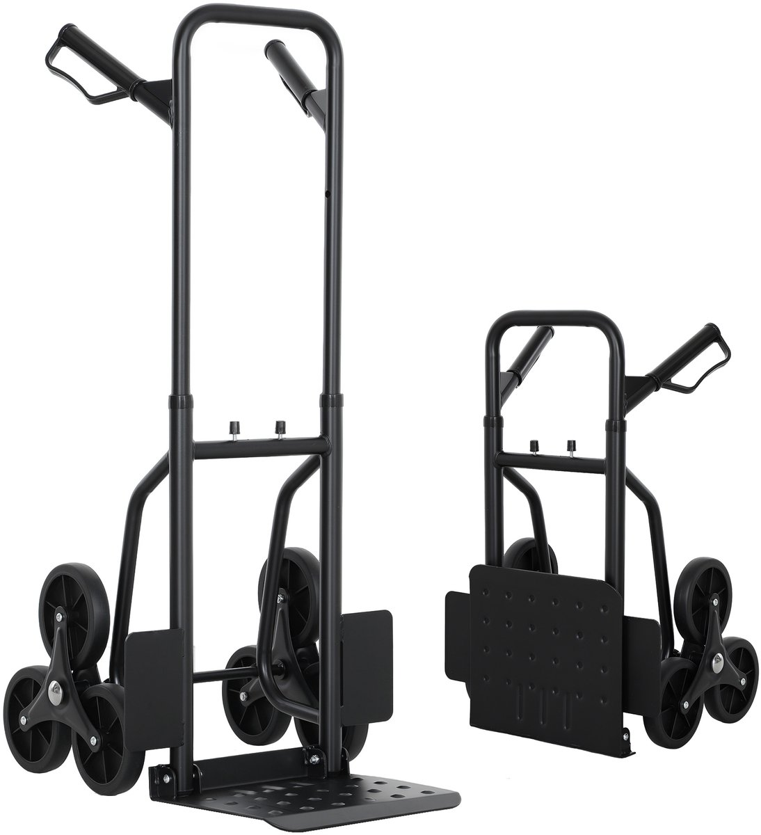 Opvouwbare traplift - draagvermogen 120 kg - 6 wielen - stalen verhuiswagen met telescopische kabels - 44x67x106 - 5 cm - zwart