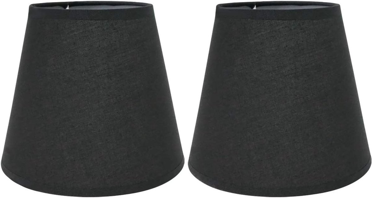 Lampenkap - Zwart - 10 cm x 14 cm x 16 cm - Stoffen Lampenkap voor E14/E27 Fittingen - Voor Tafellampen en Wandlampen