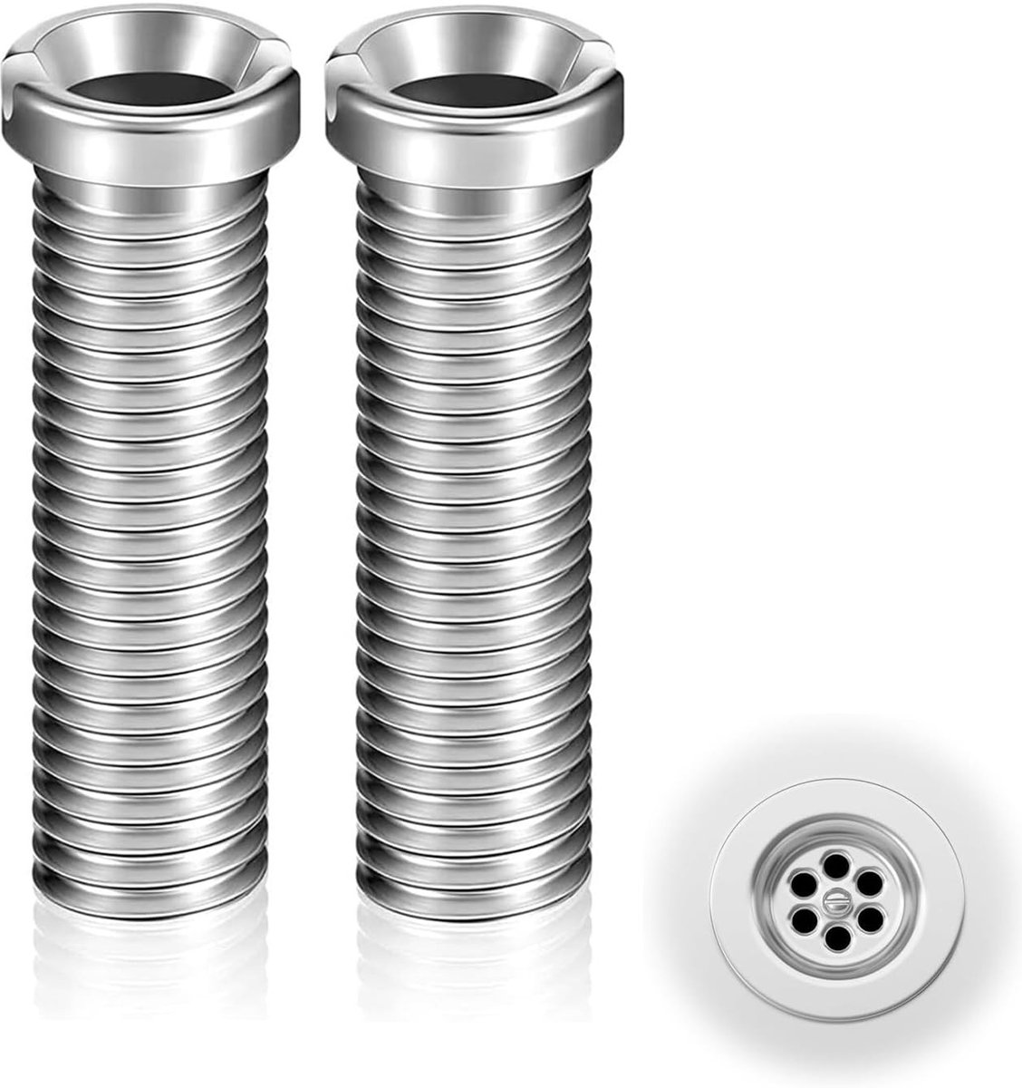 Set van 2 Holle Schroeven voor Afvoer, 45mm RVS Holle Schroeven voor Wastafel, Geschikt voor Keuken en Badkamer Accessoires, Afvoer en Strainer Basket Valve