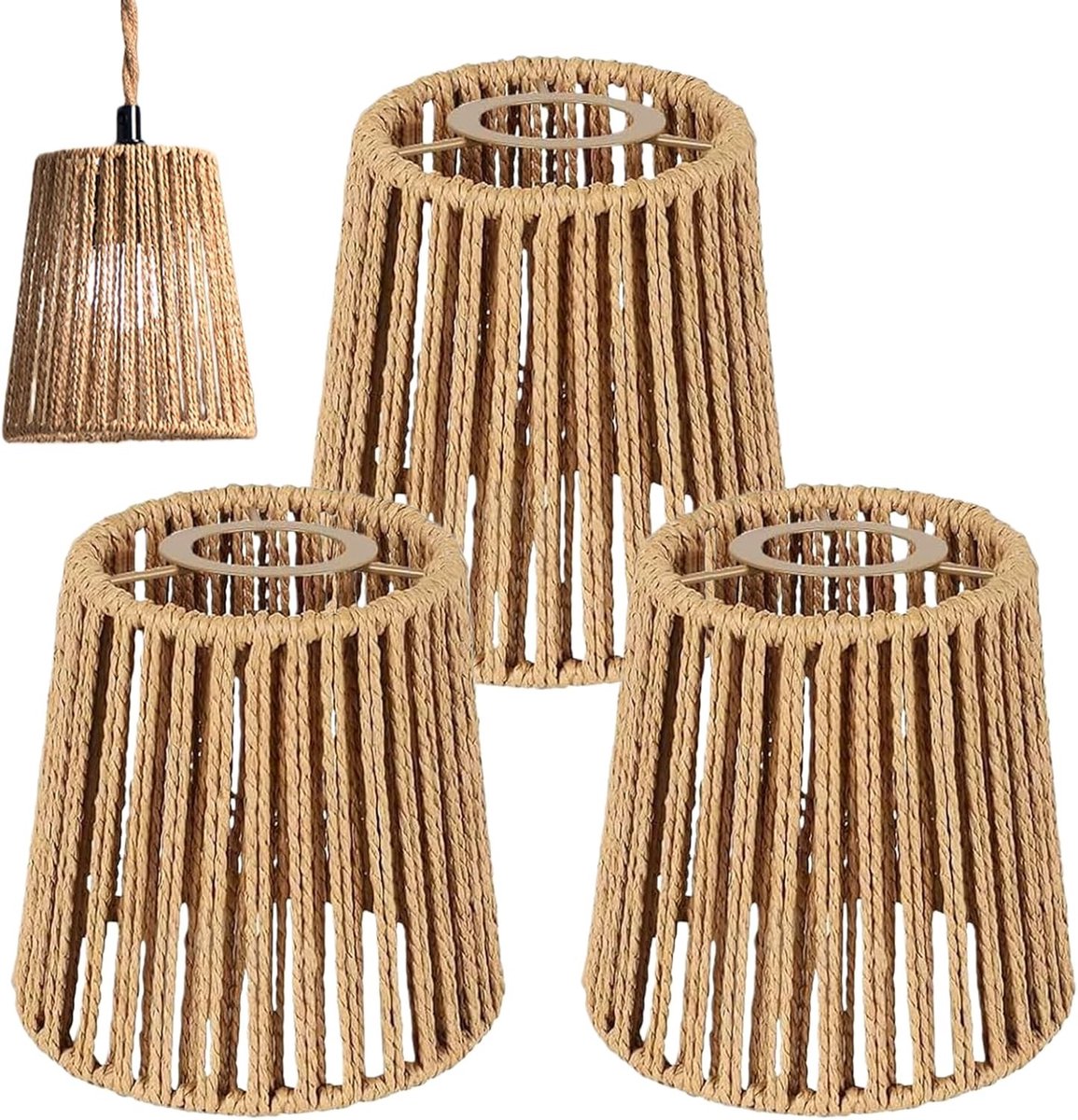 Lampenkap - Natuurkleur - 14 cm - Rotan Vervangende Lampenkap - Voor Hanglamp en Vloerlamp