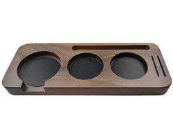 Tamper - Verstelbare basis met antislipbeugel - Geschikt voor espressomachines - Walnoot - 51 mm