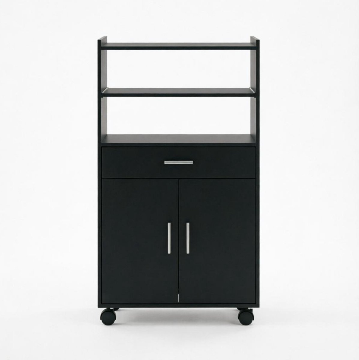 REDOM - Halmeubel - Met werkblad en uittrekplank - Met lade en dubbeldeurskast - Met wielen - Moderne stijl - Keuken - MDF - Zwart - 59 x 40 x 92 cm