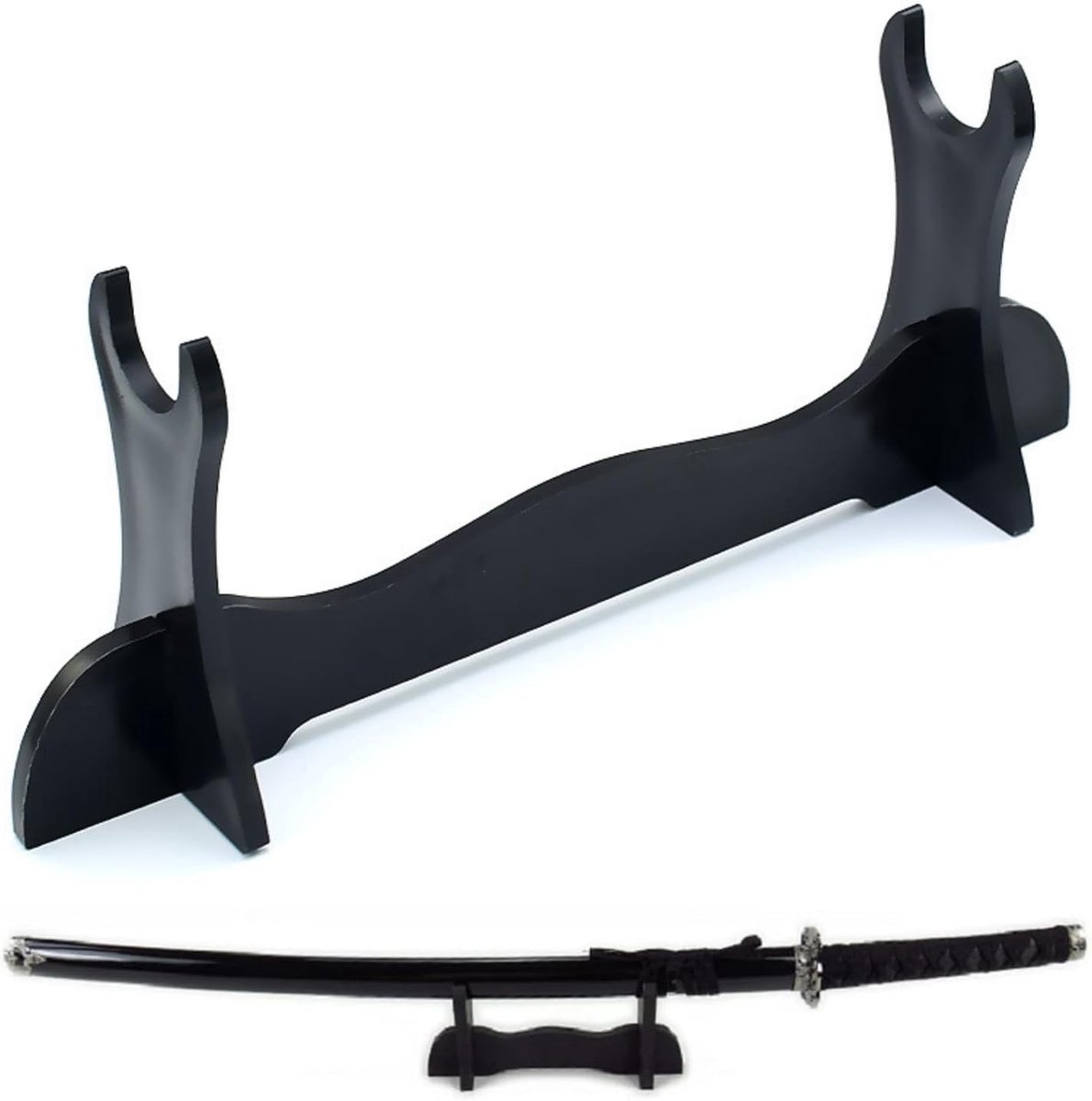 Robuuste en Duurzame Zwart Gelakte Katana Stand van Hout voor Samurai Zwaarden en Wakizashi Tanto