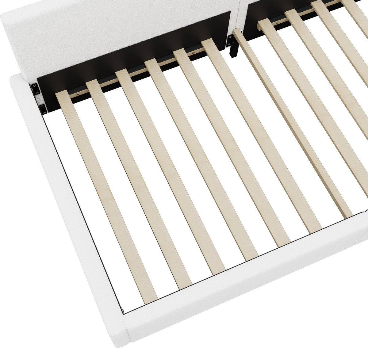 WUVRIE Slaapbank 90x200 cm met LED-verlichting en lattenbodem, bedframe in wit voor slaapkamer of woonkamer