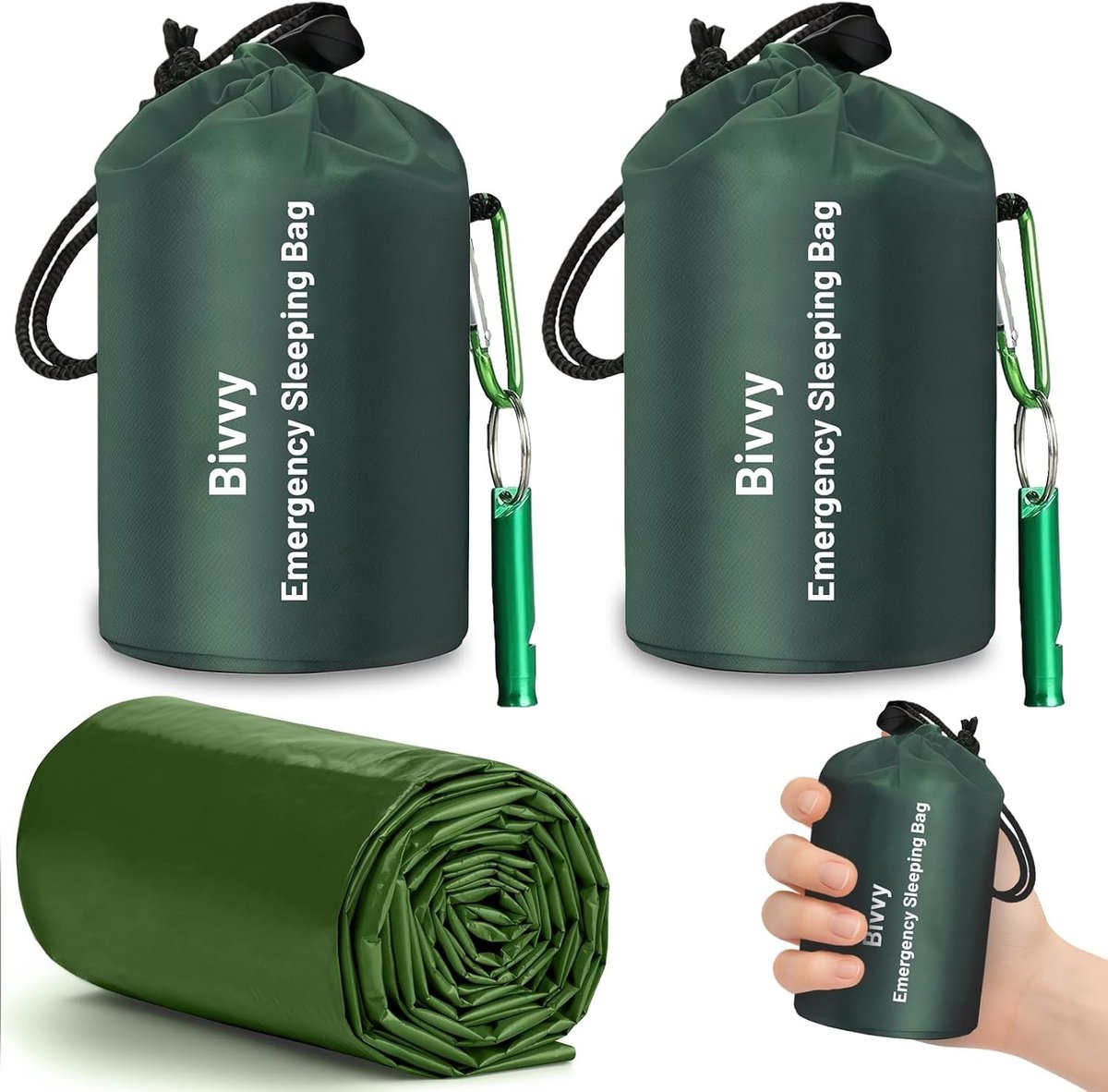 Wintertent 2 persoons - Groen - 120 x 200 cm - Waterdichte Ultralichte PE Aluminiumfolie Slaapzak - Outdoor Camping