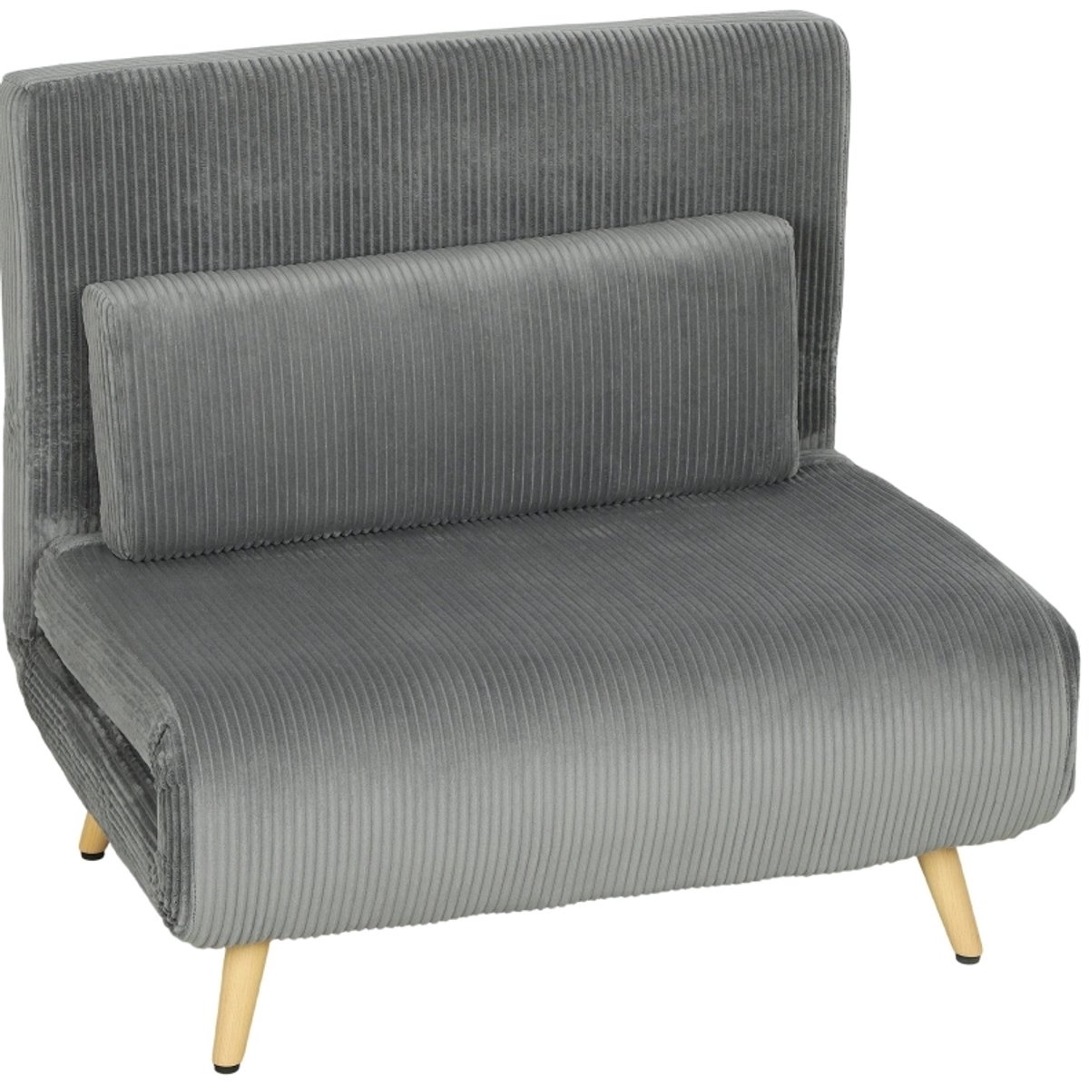 REDOM - Fauteuil 3-in-1 - Verstelbare rugleuning met klik-klak mechanisme - Opklapbaar slaapbed - Cord bekleding - Woonkamer en logeerkamer - Metaal en hout - Donker grijs - 90 x 75 x 84 cm