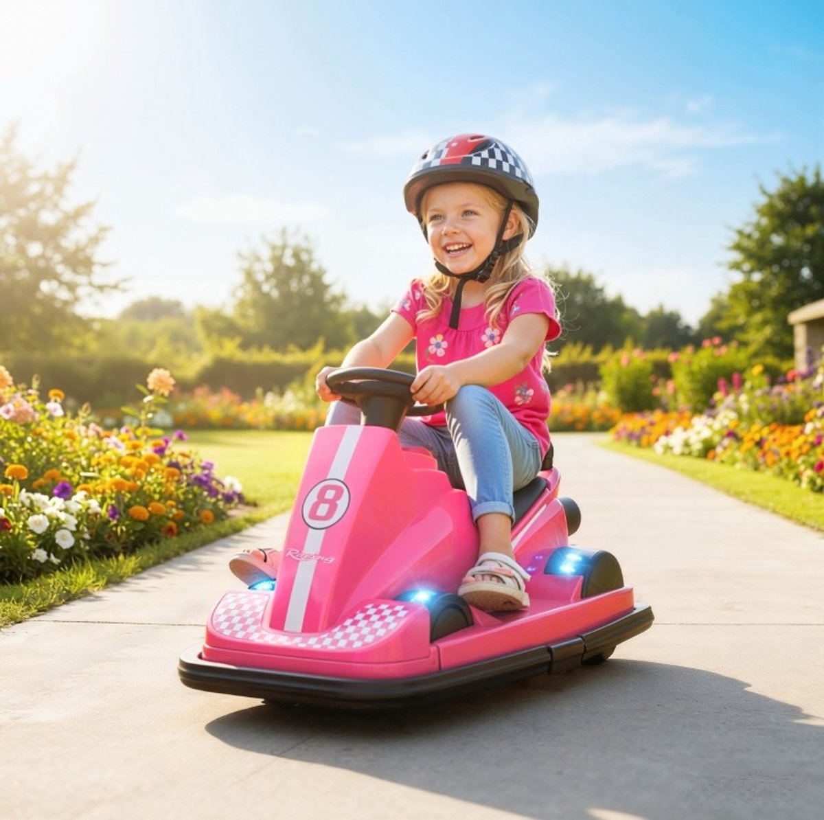 MODFU - Elektrische Autoscooter - 360 Graden Draaibaar - LED Verlichting - Muziek - Roze