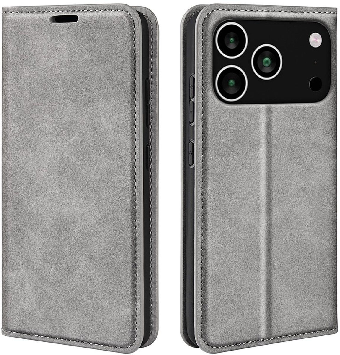MobyDefend Hoesje - Geschikt voor iPhone 18 Pro Max - Luxe Wallet Bookcase (Magnetische Sluiting) - Grijs
