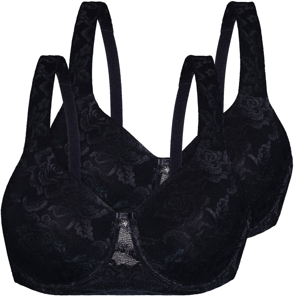 Sassa Voordeelpak van 2 beugel-bh's Allover Lace-jacquard zwart