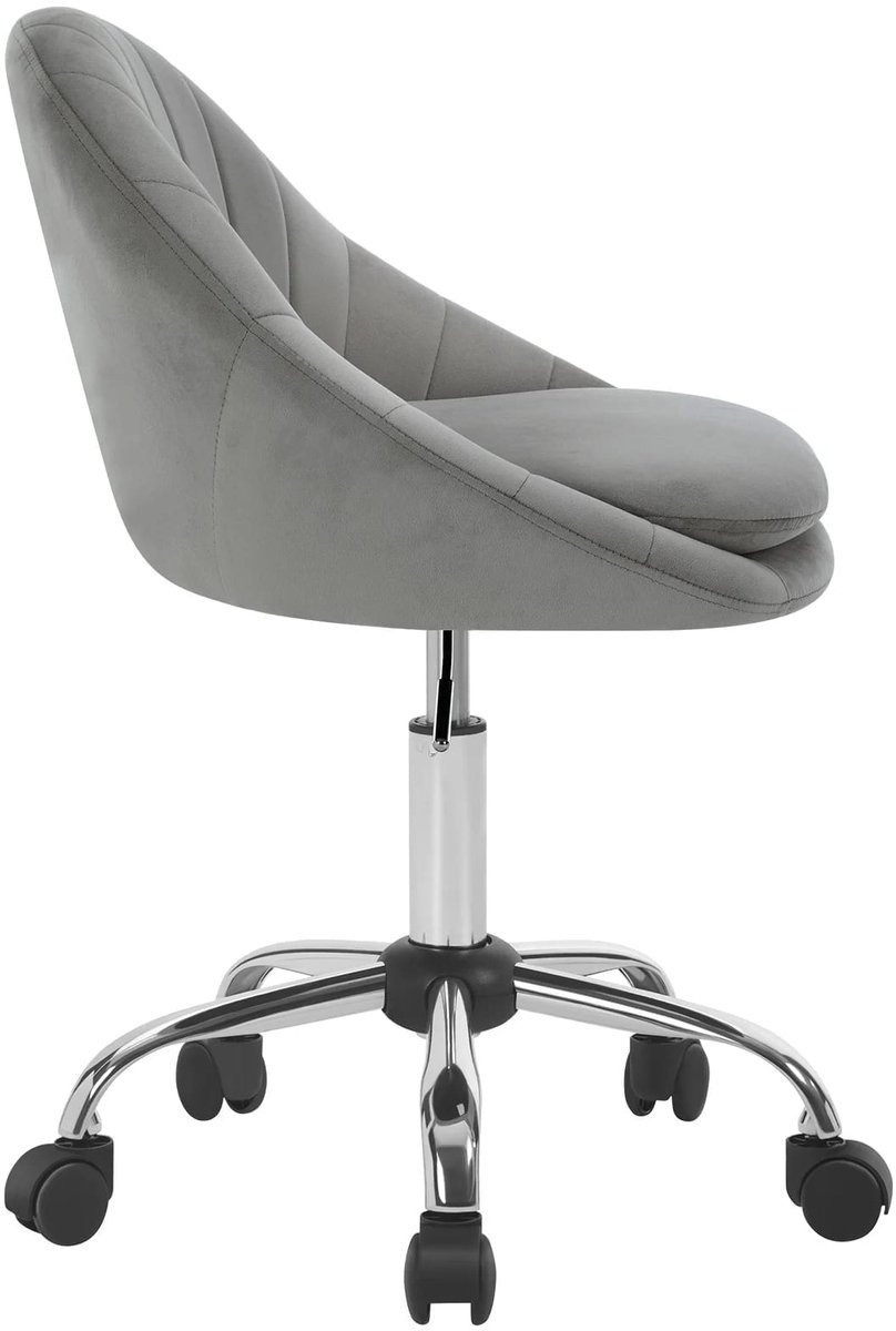 Klarven® Bureaustoel Ergonomisch bureaustoel Fluweel lichtgrijs - 360° draaibaar, In hoogte verstelbaar, Verstelbare rugleuning - Op wielen - B 52 x H 72-82 x D 52 cm