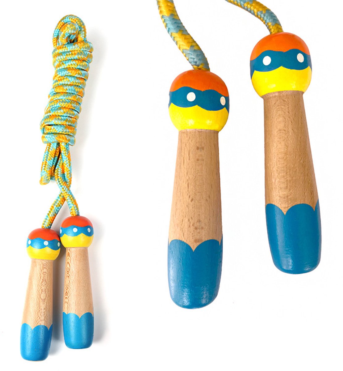 Verstelbare Kinderspringtouw - houten Handvat & Katoenen Touw - 285 cm - Voor Jongens & Meisjes - Fitness & Spel
