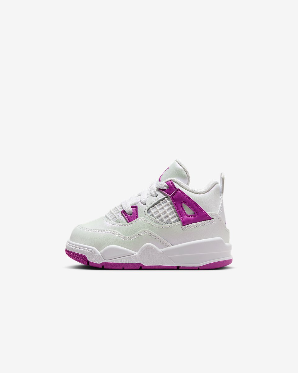 Jordan 4 Retro - Maat 18.5 - Wit/Hyper Violet / Wit Paars - Air Jordan 4 - Lifestyle - Kinder Sneakers voor Jongens en Meisjes