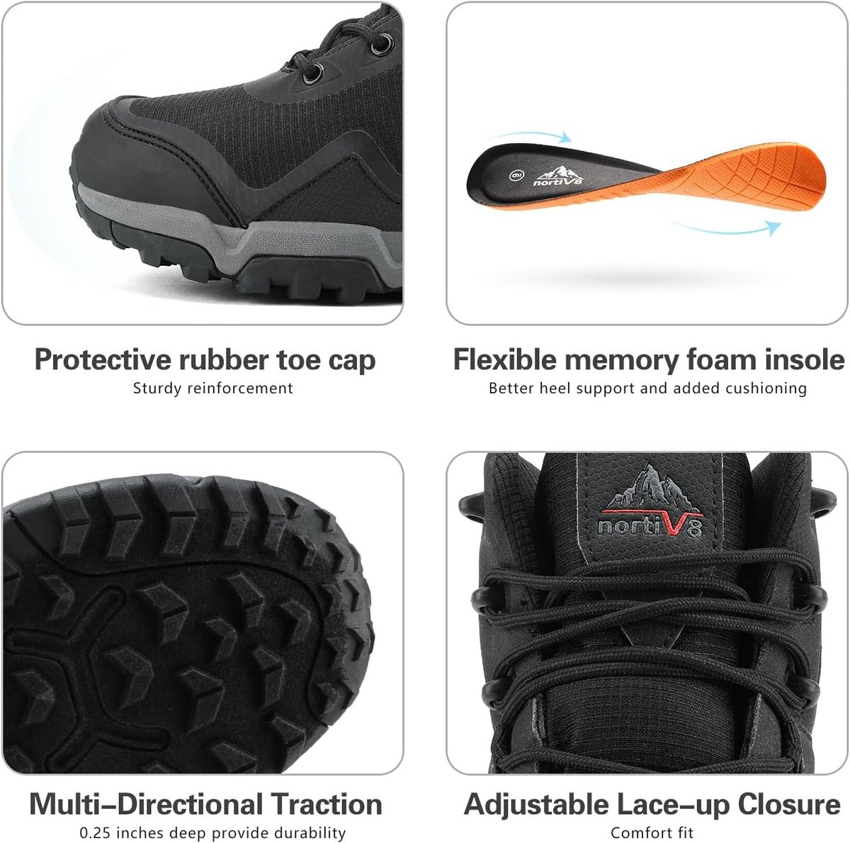 Veiligheidsschoenen heren – Waterdichte middelhoge wandelschoenen voor heren Zwart
