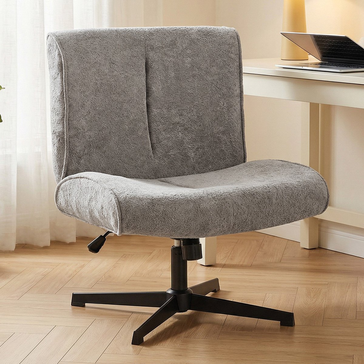 Homcom Accentstoel Draaibaar - Fauteuil in Hoogte Verstelbaar - Velvet Relaxstoel - Grijs