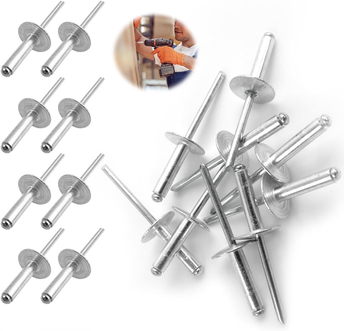Grote Flens Aluminium Blindpopnagels - 60 Stuks - Industrieel Kwaliteit - 4.8mm × 20mm - Duurzaam en Betrouwbaar