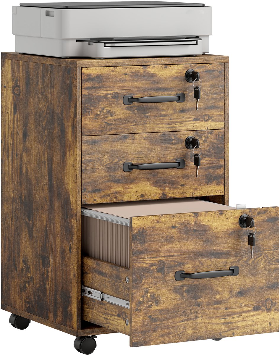 HOMCOM archiefkast - Spaanplaat - 40 x 40 x 69,5 cm - Rustiek bruin