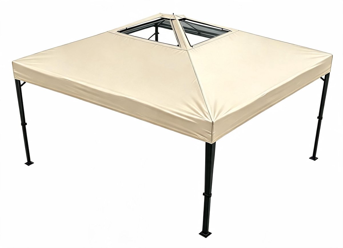 Pop-Up Partytent - 300x300x250cm - Tuinpaviljoen met Geventileerd Dak - Stevig Stalen Frame - Instant Draagbare Schuilplaats - 3 Verstelbare Hoogtes - Voor Terras Strand Camping - Beige