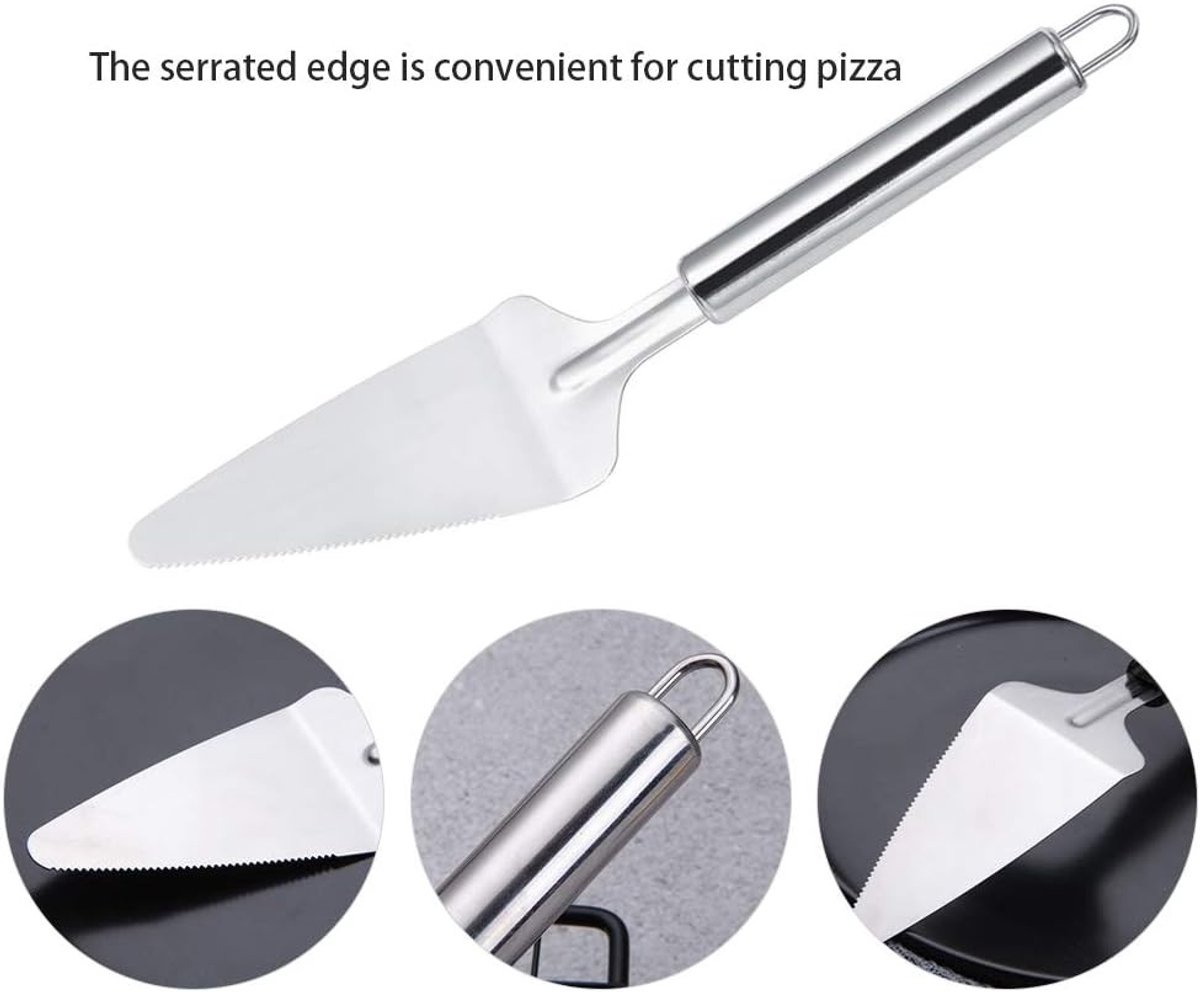 2-delige driehoekige pizzacutter van roestvrij staal, multifunctionele spatula en serveerlepel voor pizza, taart en desserts in de keuken