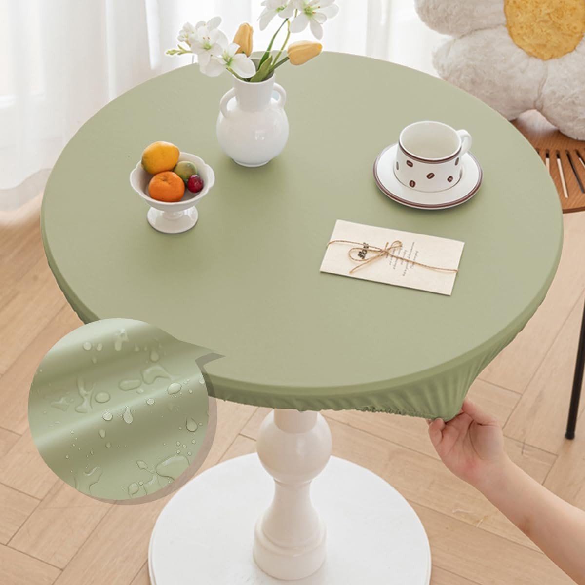 Ronde Tafelkleed van PU Leer, 100 cm voor Tuin- en Buitentafels, Weerbestendig en Wasbaar, Ideaal voor Kleine Tuinen en Buitengebruik