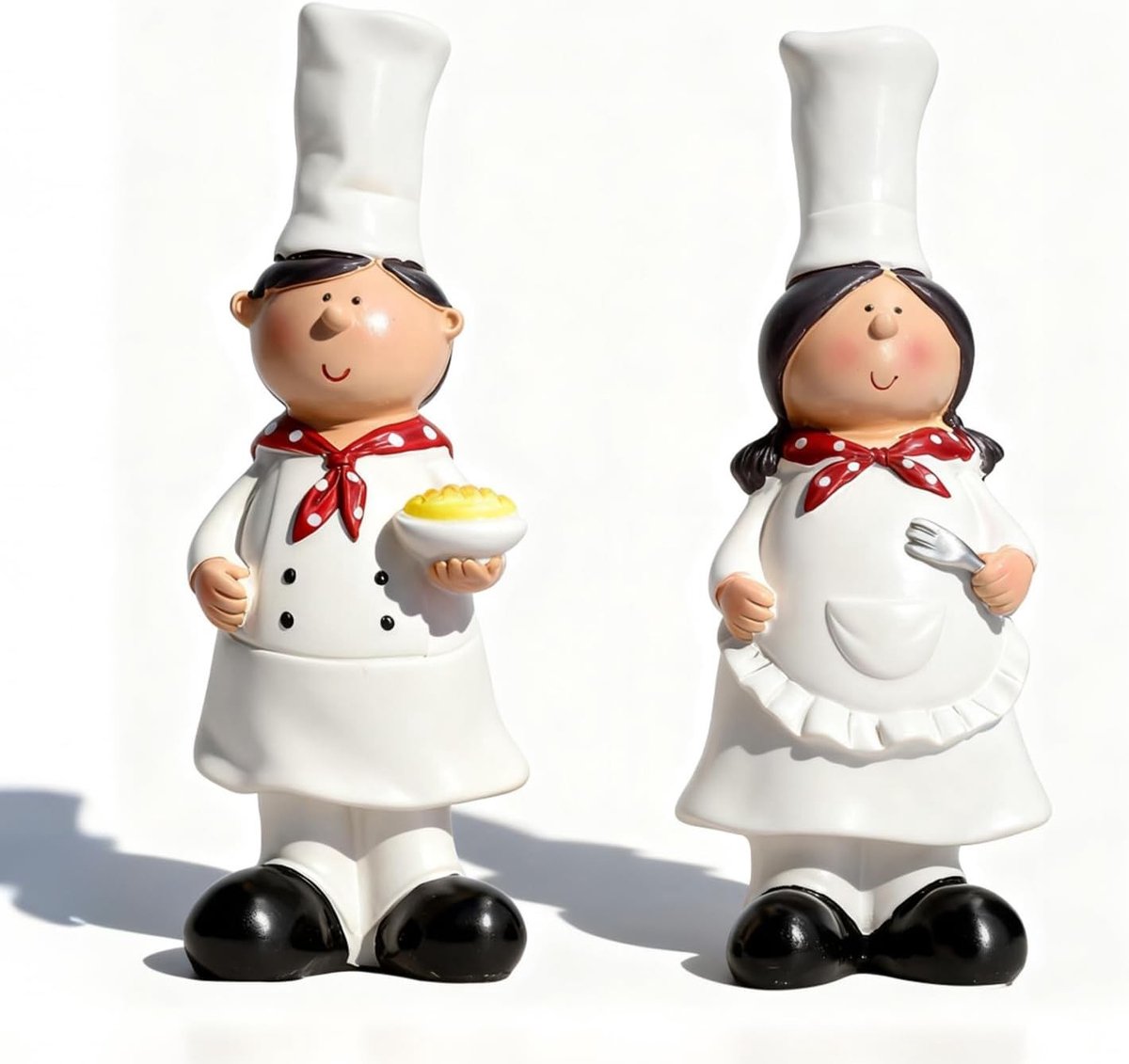 Set van 2 Chef Beeldjes voor Keuken Decoratie, Koppel Chef Sculpturen voor Bar en Bakkerij Cadeau