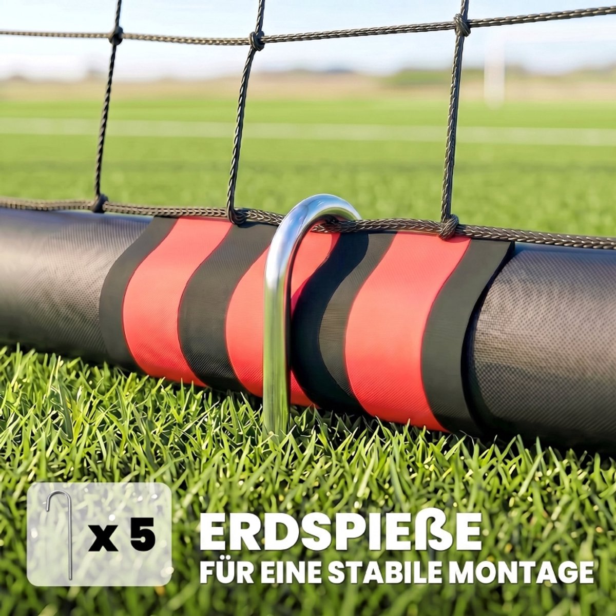 REDOM - Voetbaldoel voor de tuin 1,8 x 1,2 m - Robuust buitenspeeltoestel met net en polstering, J-aankers