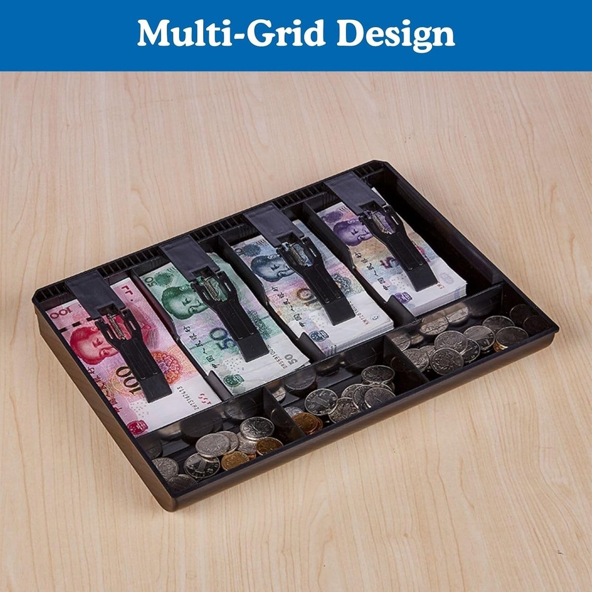 Cash Drawer Insert met 4 Banknote Compartimenten en 3 Munt Compartimenten voor Supermarkten en Winkels