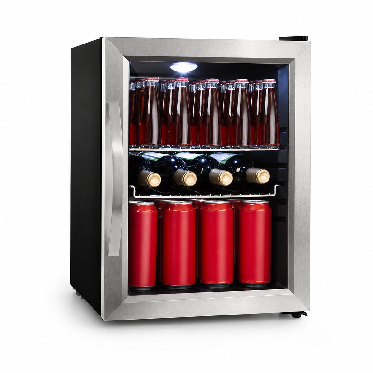 Drankenkoelkast 33L met Glazen Deur – Stil 42 dB – 0-10°C – LED Verlichting – Zwart