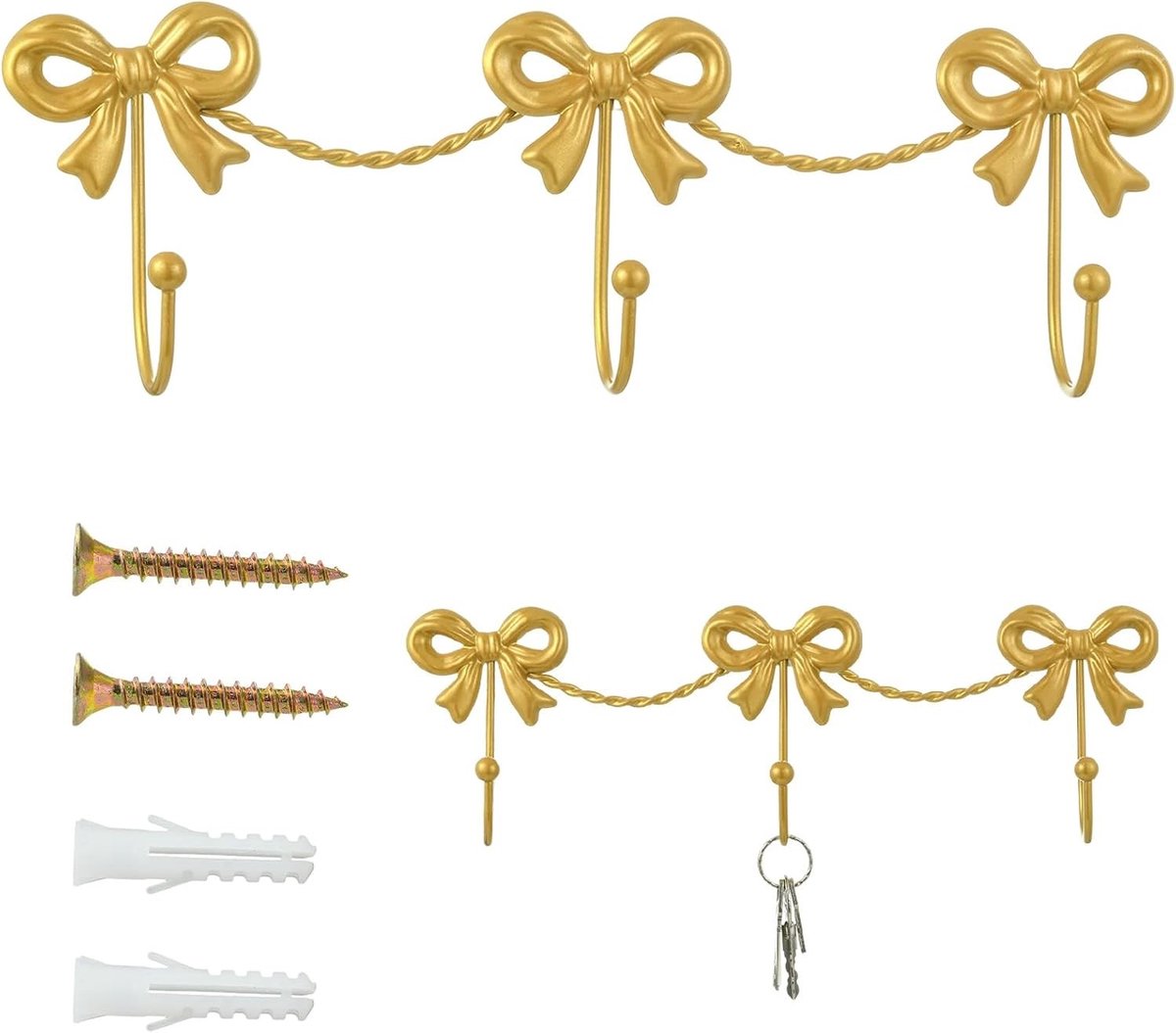 Decoratieve wandhaken in gouden boogdesign voor het ophangen van accessoires en decoratie