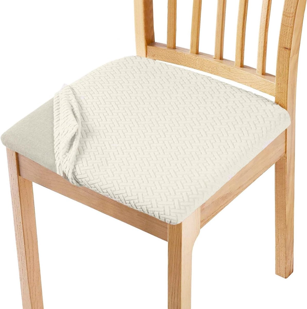 Wasbare Jacquard Stoelhoezen voor Eetkamerstoelen - Stretch Bescherming voor Eetkamer en Keuken - Beige Kleur