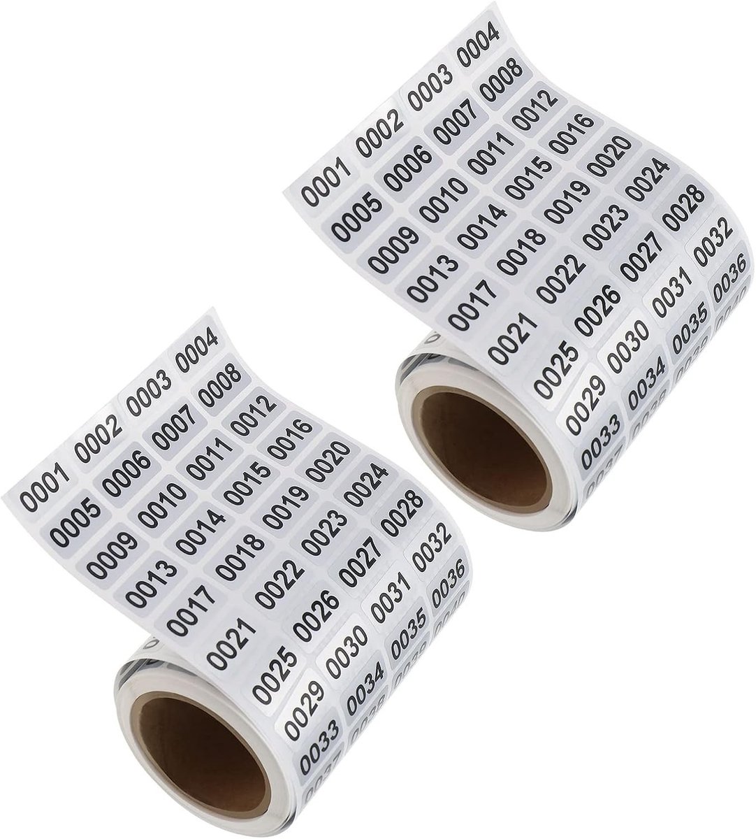 2 Rollen Aaneengeschakelde Nummerlabel Stickers 0001-2000 voor Boeken en Voorraadbeheer, Waterdichte Multifunctionele Nummer Stickers