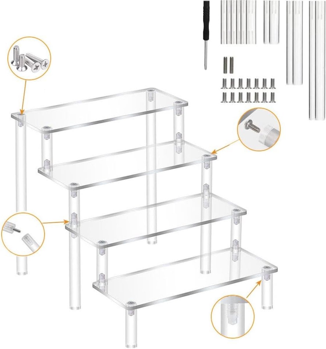 Vierlaags Acryl Display Stand voor Parfum en Desserts - Perfecte Productpresentatie en Organisatie voor Cupcakes en Decoraties