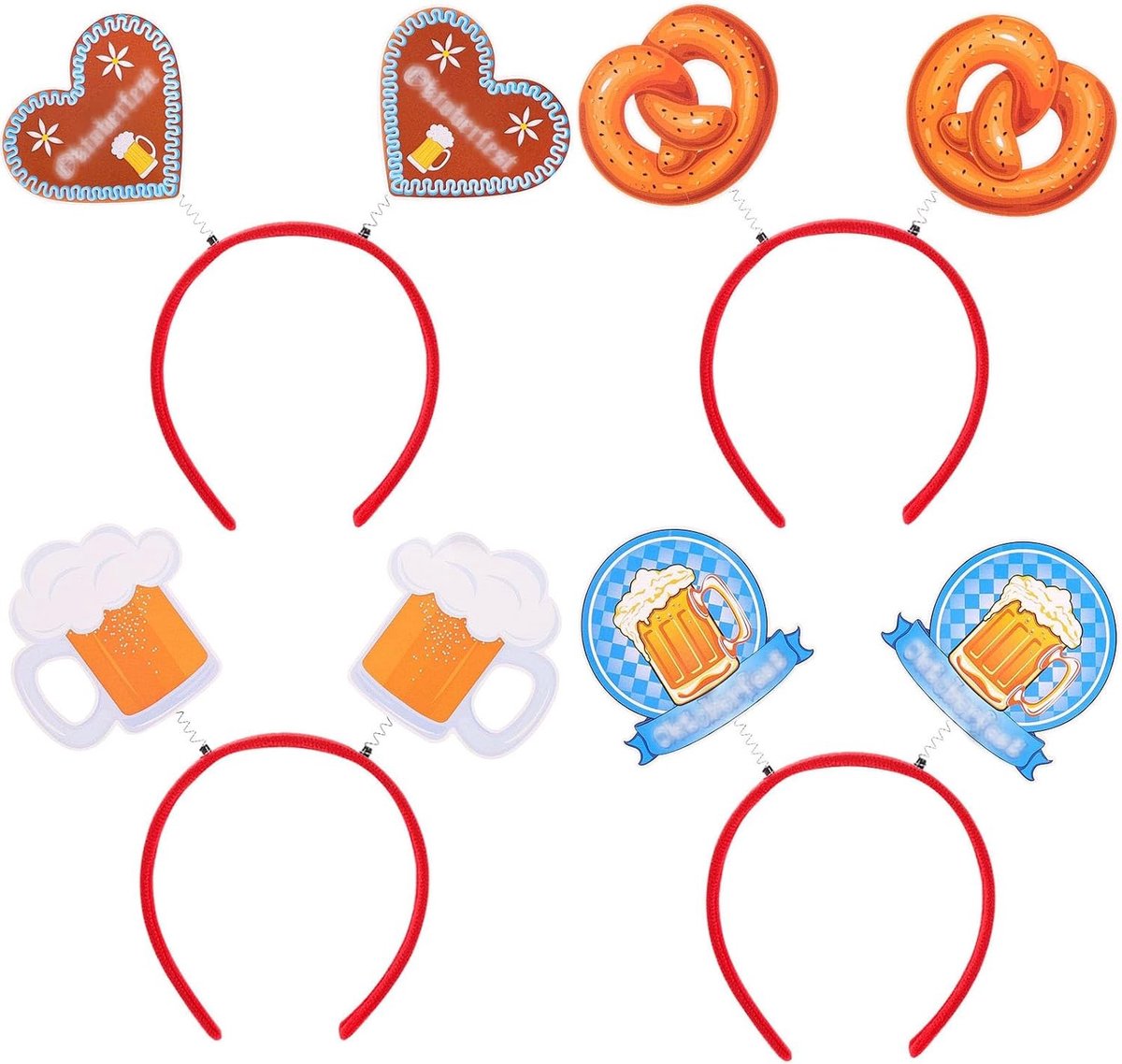 4 Haarbanden voor Oktoberfest voor Dames en Heren, Beierse Haarsieraden en Accessoires voor Dirndl en Kostuumdecoratie